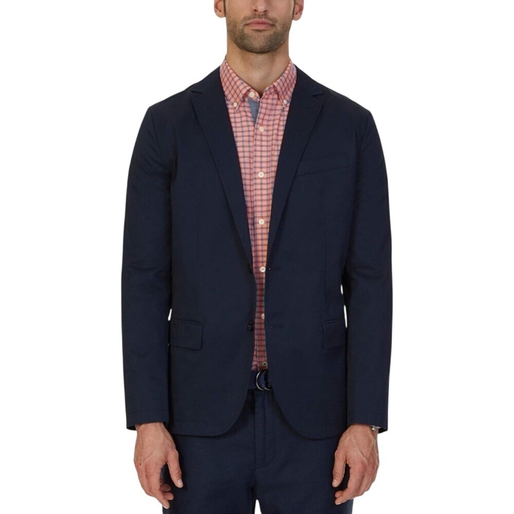 Nautica Mens XL Navy Blue Cotton Two Button Blazer Sport Coat VDR B07 117
